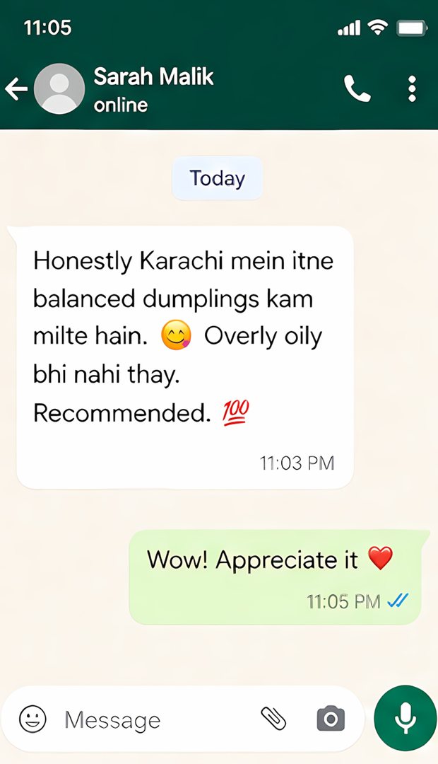WhatsApp feedback screenshot from a happy ReoBites customer